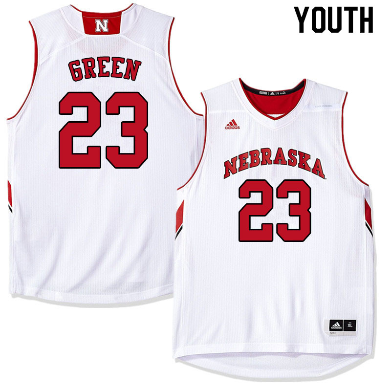 Youth #23 Jervay Green Nebraska Cornhuskers College Basketball Jerseys Sale-White - Click Image to Close